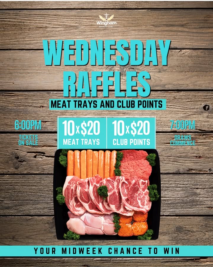 Featured image for “Wednesday Raffles with NRL Grand Final Tickets at Wingham Services Club”