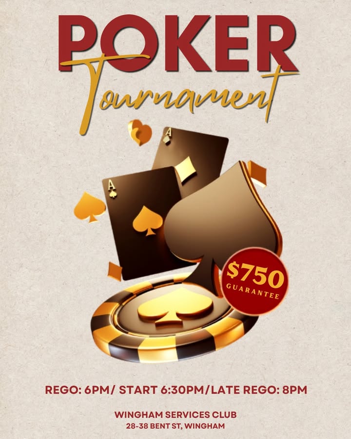 Featured image for “Poker Night at Wingham Services Club – $750 Prize Pool”