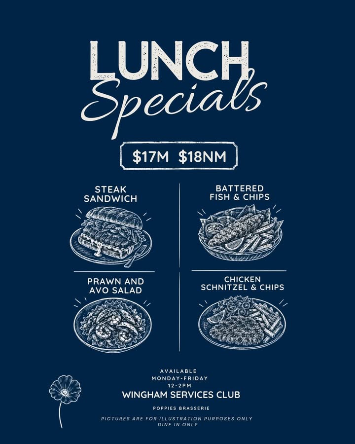 Featured image for “Weekday Lunch at Wingham Services Club from $17”
