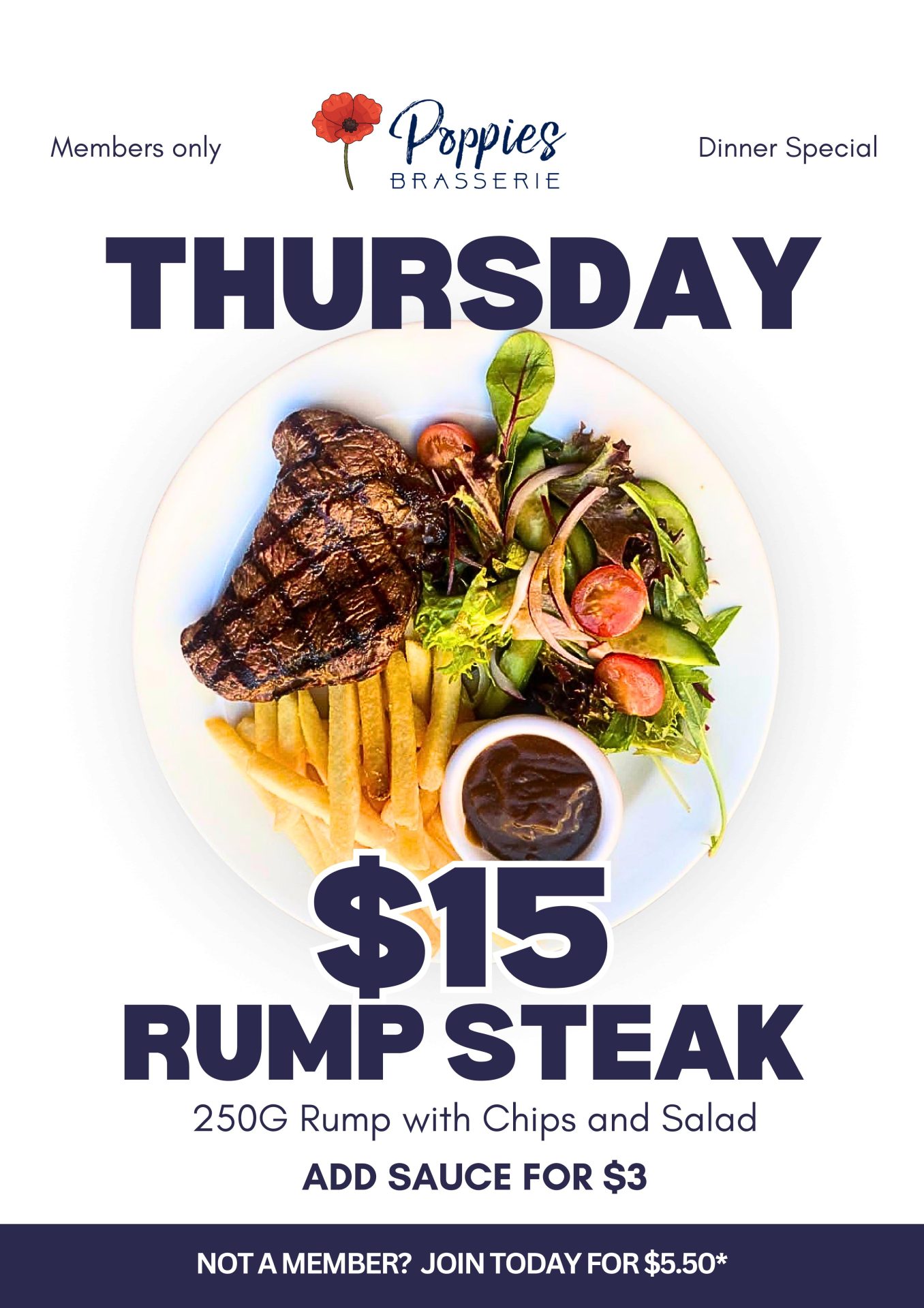 Check out our dining specials. T-Bone Tuesday order 350gm T-Bone and free Peroni.